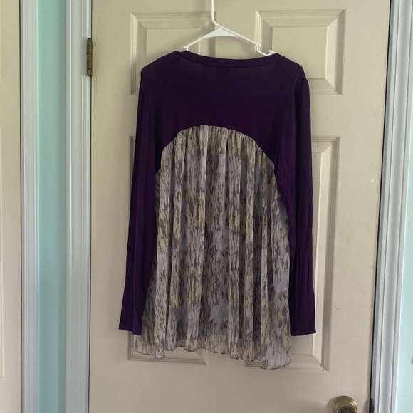 LOGO by Lori Goldstein Purple Tunic with Cream Accents - Picture 4 of 6